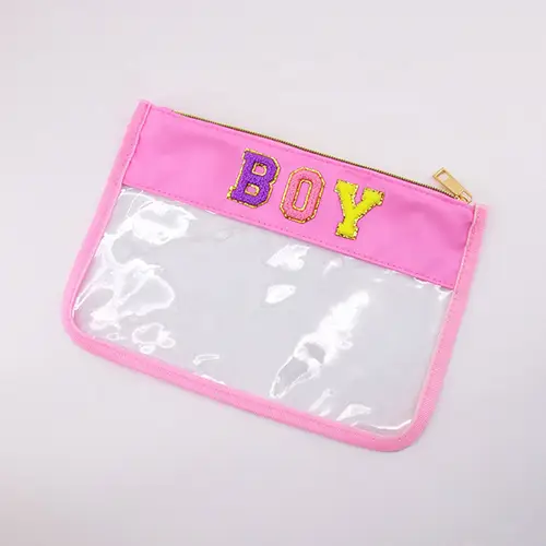 Large Capacity Portable Clear Pvc Cosmetic Bag Zipper Canvas Makeup Pouch